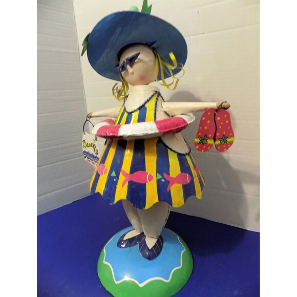 Metal Bathing Beauty Beach Lady Bobble Head Wobble - Picture 5 of 5